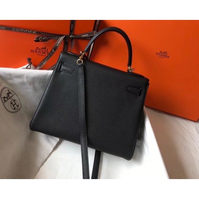 Hermes Black Clemence Kelly 25cm GHW Bag LDBS241713