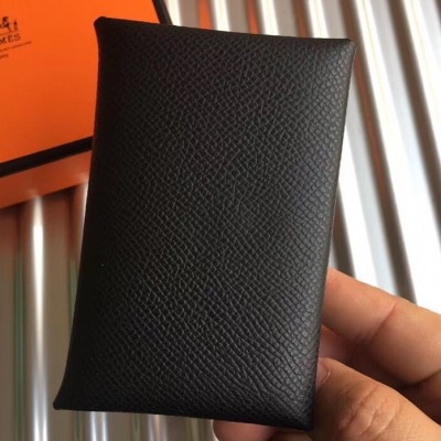 Hermes Black Epsom Calvi Card Holder LDBS241725