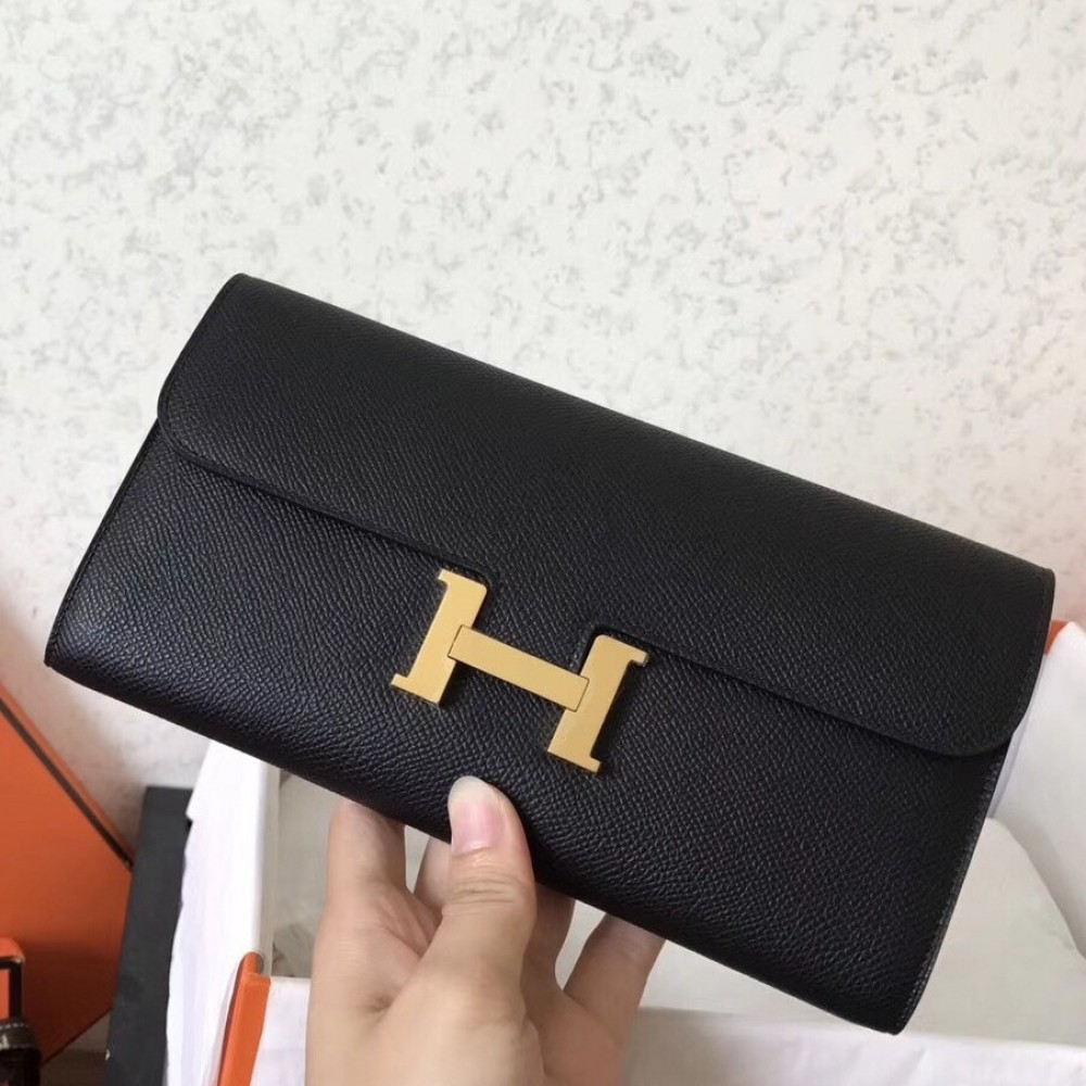 Hermes Black Epsom Constance Long Wallet LDBS241727