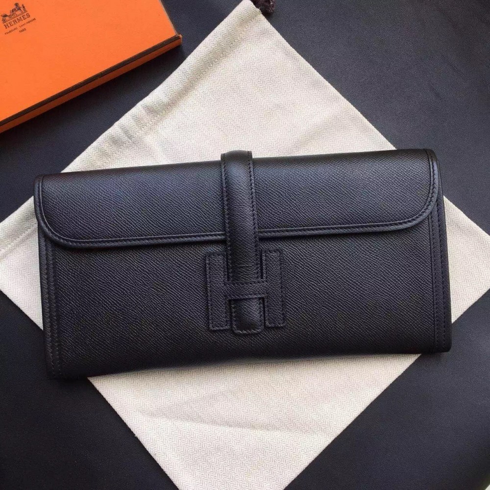 Hermes Black Epsom Jige Elan 29 Clutch Bag LDBS241728