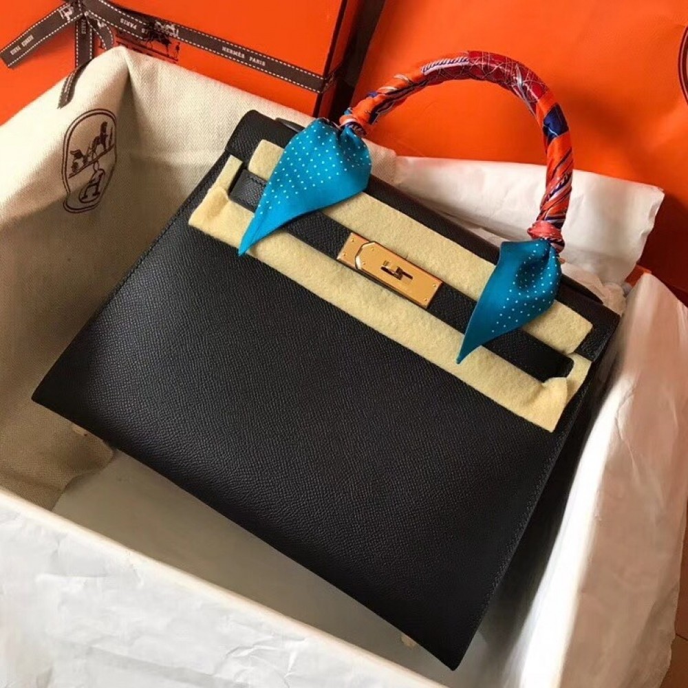 Hermes Black Epsom Kelly 28cm Handmade Bag LDBS241729