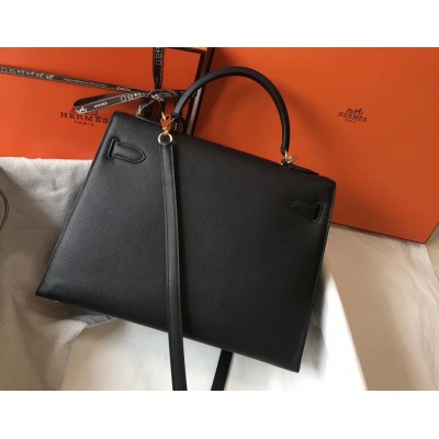 Hermes Black Epsom Kelly 32cm Sellier Bag LDBS241730