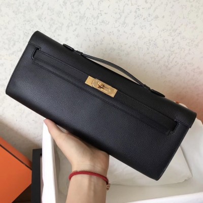 Hermes Black Epsom Kelly Cut Handmade Bag LDBS241732