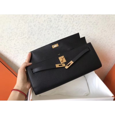 Hermes Black Epsom Kelly Cut Handmade Bag LDBS241732