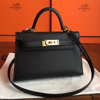 Hermes Black Epsom Kelly Mini II Handmade Bag LDBS241733