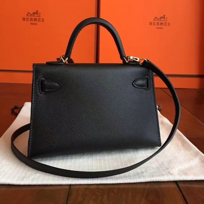 Hermes Black Epsom Kelly Mini II Handmade Bag LDBS241733