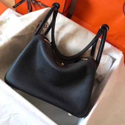 Hermes Black Lindy 26cm Clemence Handmade Bag LDBS241738