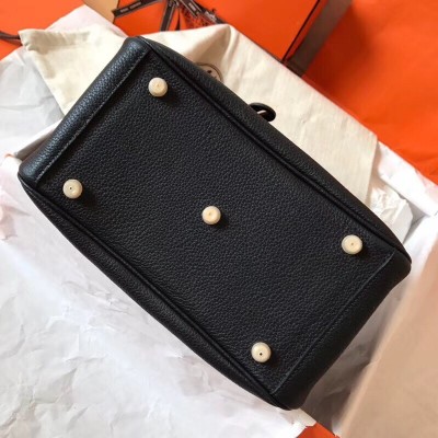 Hermes Black Lindy 30cm Clemence Handmade Bag LDBS241740