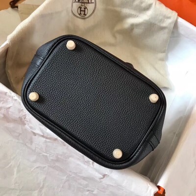 Hermes Black Picotin Lock MM 22cm Handmade Bag LDBS241750