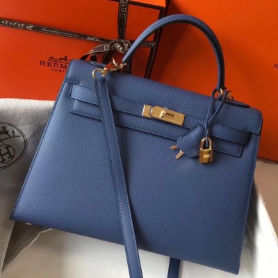 Hermes Blue Agate Epsom Kelly 32cm Sellier Bag LDBS241782