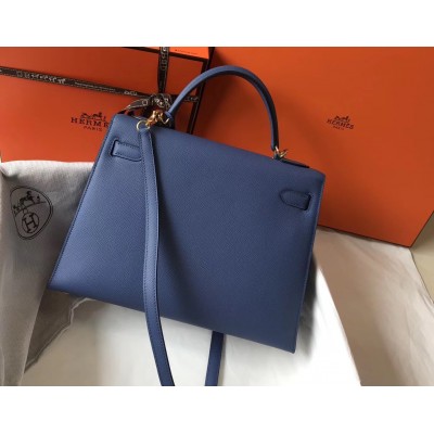 Hermes Blue Agate Epsom Kelly 32cm Sellier Bag LDBS241782