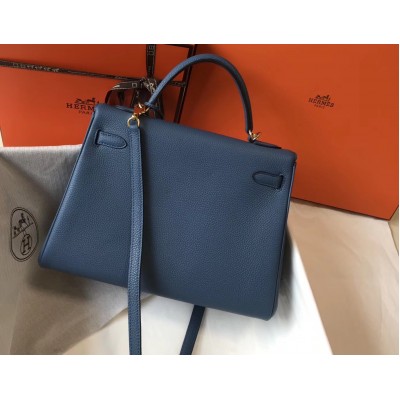 Hermes Blue AgateClemence Kelly 32cm Retourne Bag LDBS241777