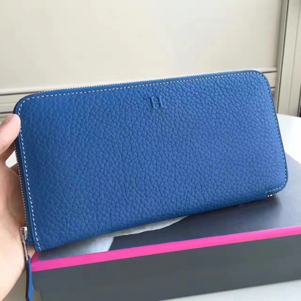 Hermes Blue Clemence Azap Zipped Wallet LDBS241769