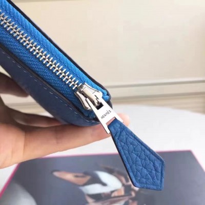 Hermes Blue Clemence Azap Zipped Wallet LDBS241769