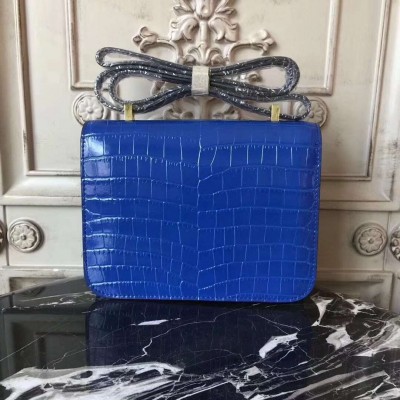 Hermes Blue Constance MM 24cm Crocodile Bag LDBS241771