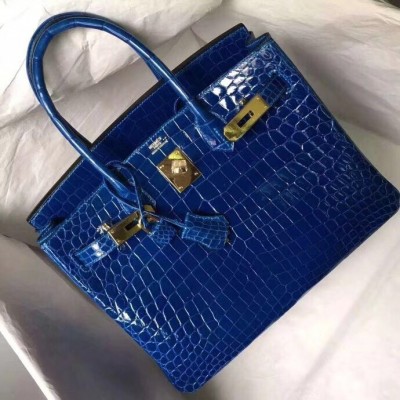 Hermes Blue Electric Birkin 30cm Crocodile Niloticus Shiny Bag LDBS241772