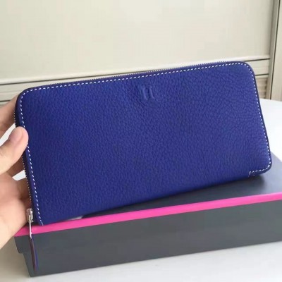 Hermes Blue Electric Clemence Azap Zipped Wallet LDBS241774