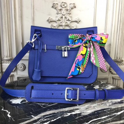 Hermes Blue Electric Clemence Jypsiere 28cm Bag LDBS241775