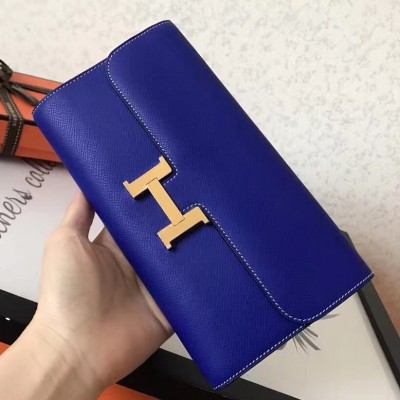 Hermes Blue Electric Epsom Constance Long Wallet LDBS241780