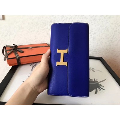 Hermes Blue Electric Epsom Constance Long Wallet LDBS241780