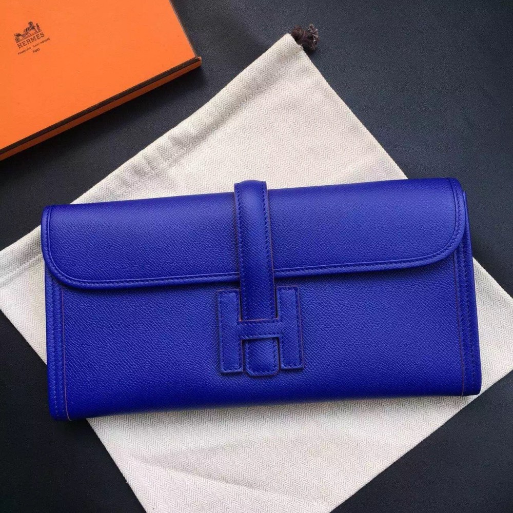 Hermes Blue Electric Epsom Jige Elan 29 Clutch Bag LDBS241781