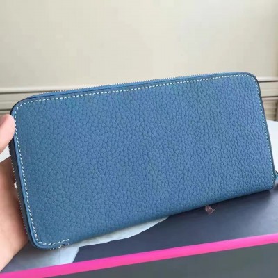 Hermes Blue Jean Azap Zipped Wallet LDBS241798