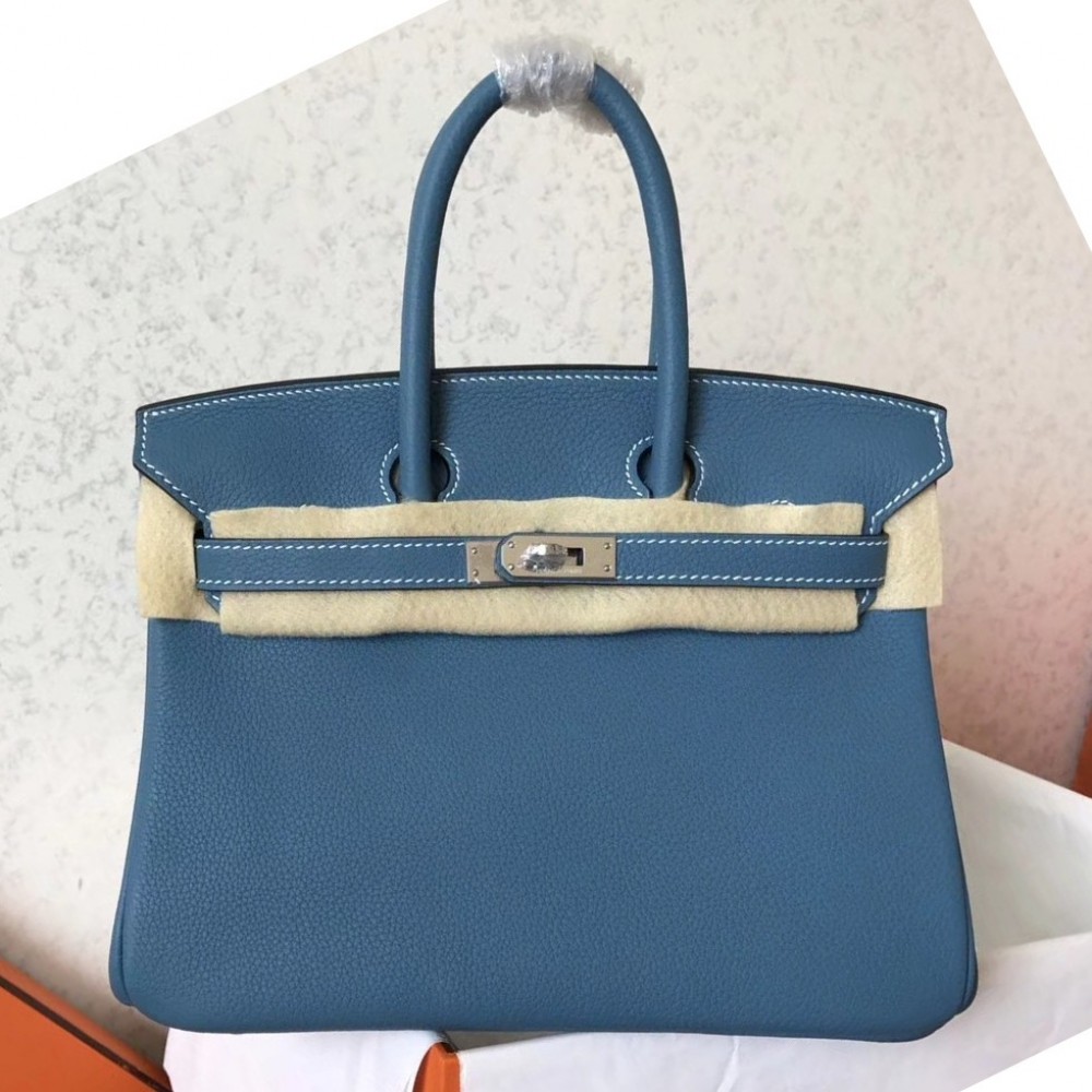 Hermes Blue Jean Birkin 25cm Clemence Handmade Bag LDBS241799