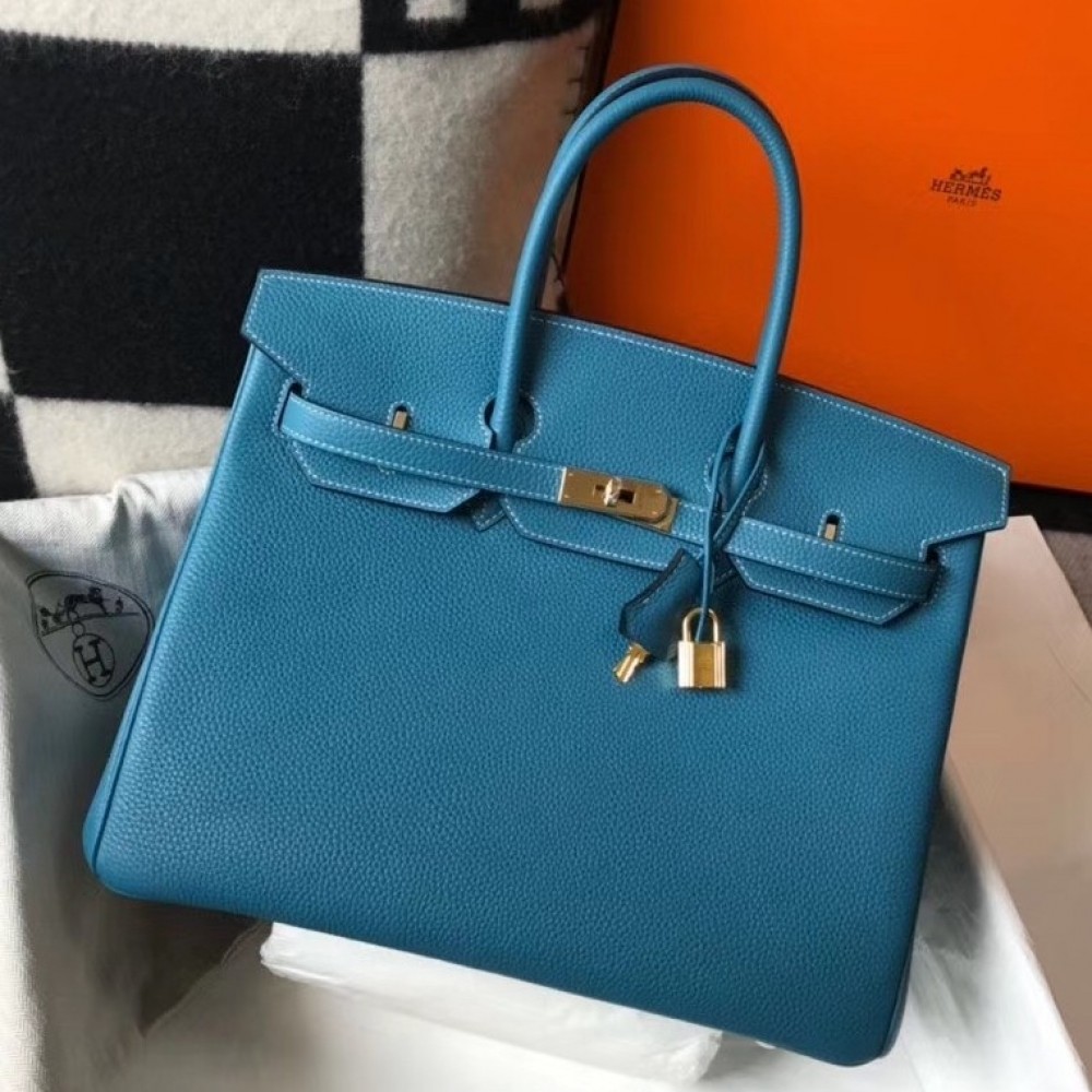 Hermes Blue Jean Clemence Birkin 35cm Bag LDBS241804