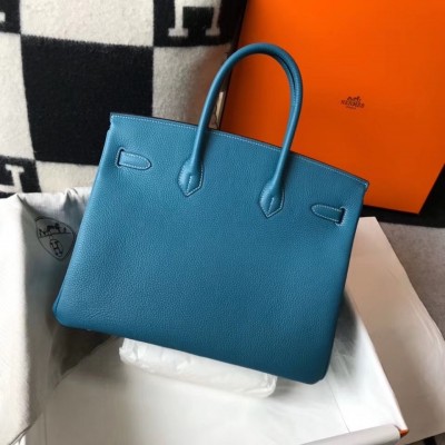 Hermes Blue Jean Clemence Birkin 35cm Bag LDBS241804