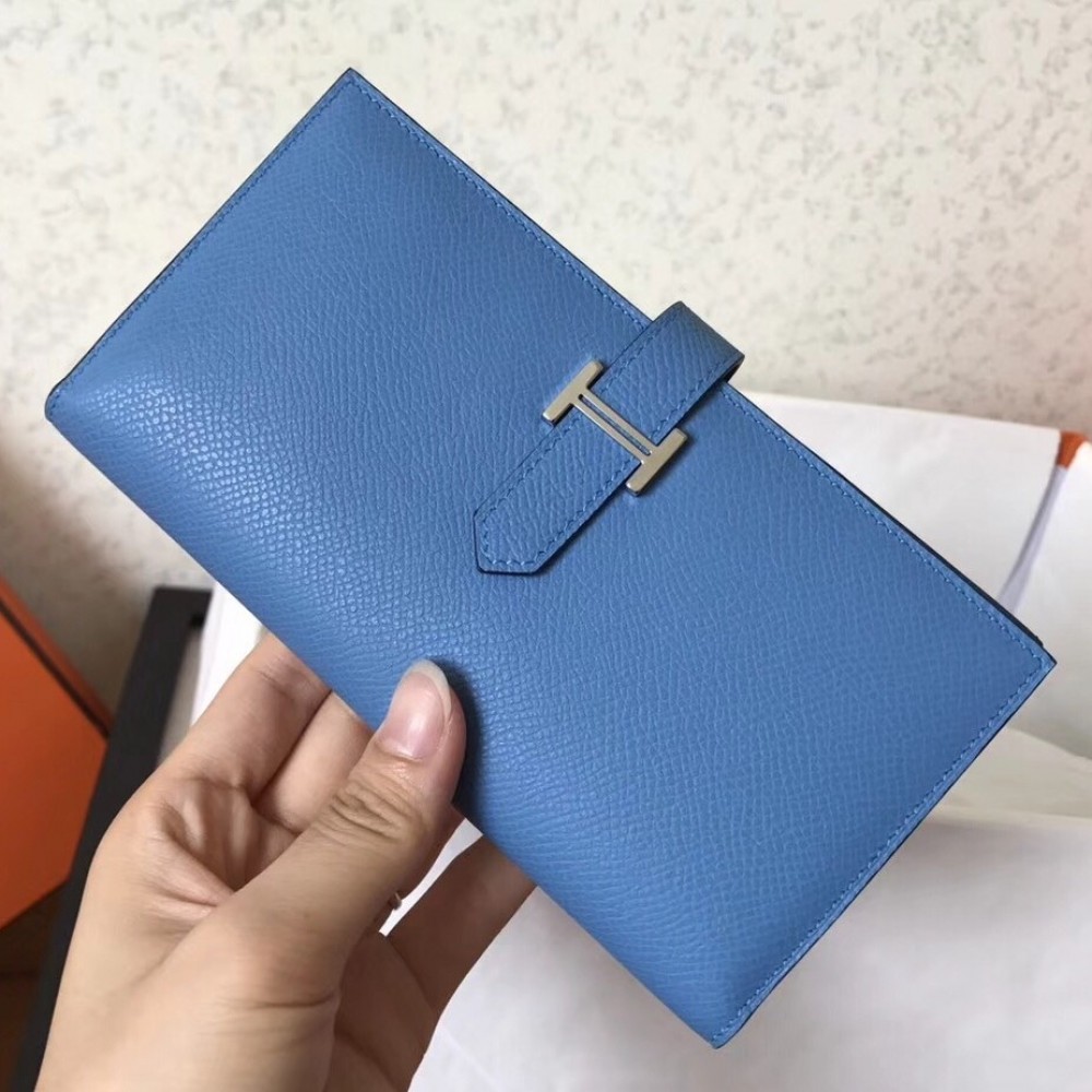 Hermes Blue Jean Epsom Bearn Gusset Wallet LDBS241812