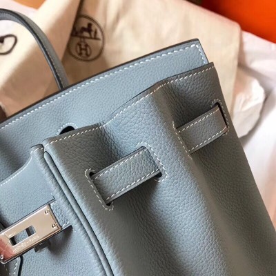 Hermes Blue Lin Birkin 35cm Clemence Handmade Bag LDBS241821