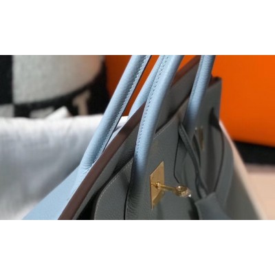 Hermes Blue Lin Clemence Birkin 35cm Bag LDBS241822