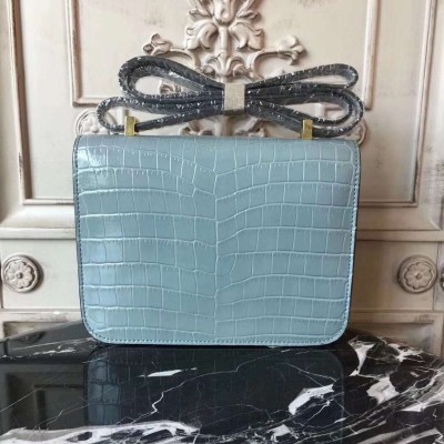 Hermes Blue Lin Constance MM 24cm Crocodile Bag LDBS241828