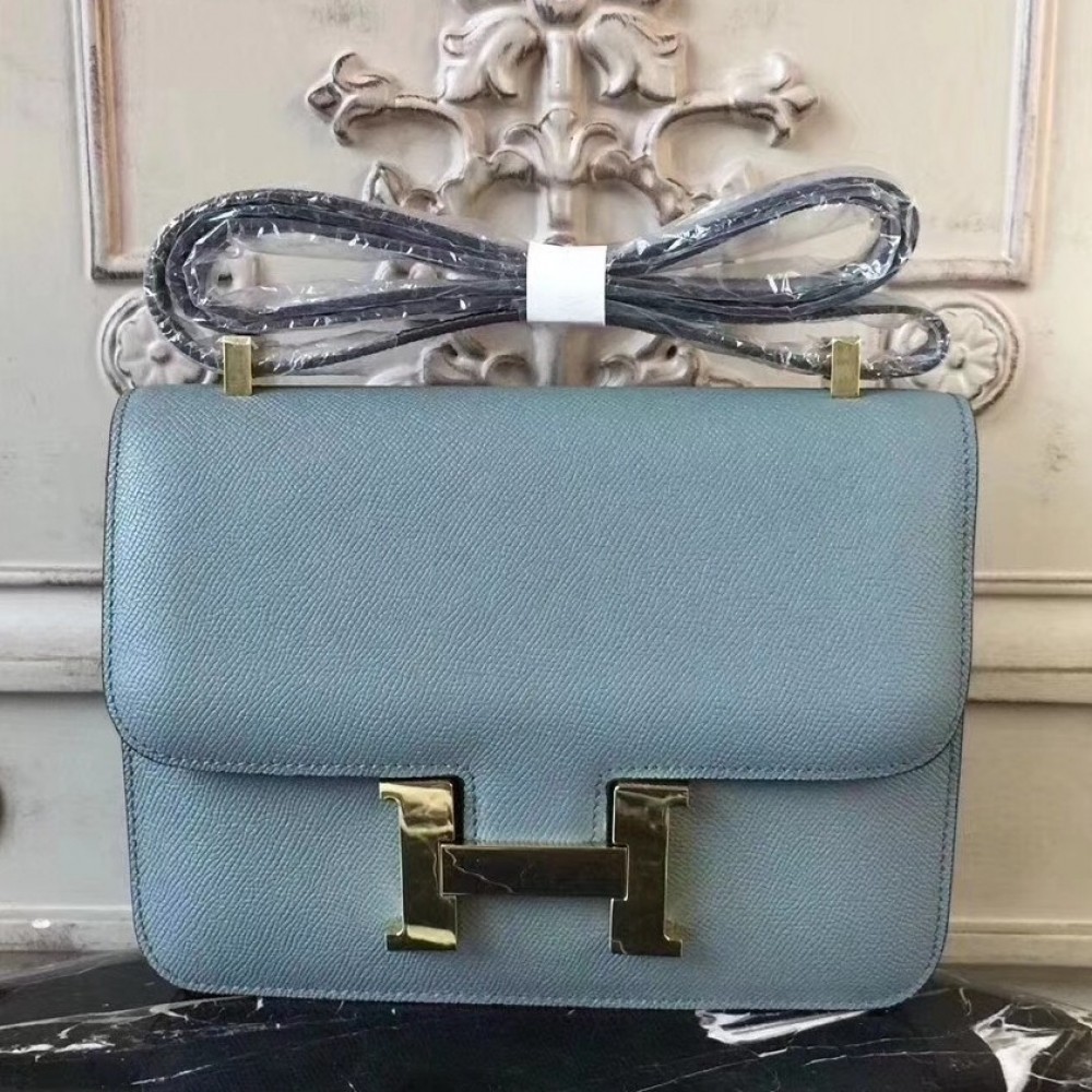 Hermes Blue Lin Constance MM 24cm Epsom Leather Bag LDBS241829