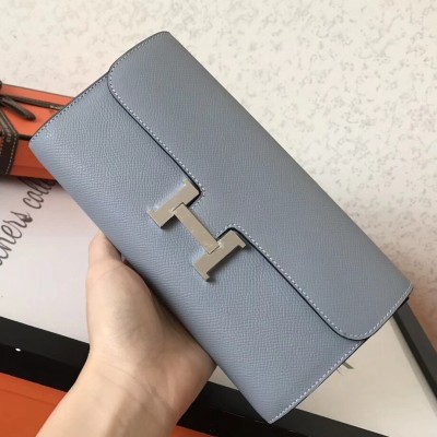 Hermes Blue Lin Epsom Constance Long Wallet LDBS241832