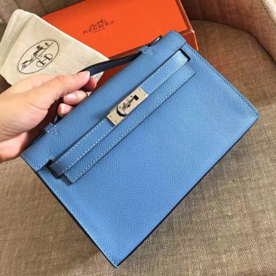 Hermes Blue Paradise Kelly Pochette Epsom Handmade Bag LDBS241840