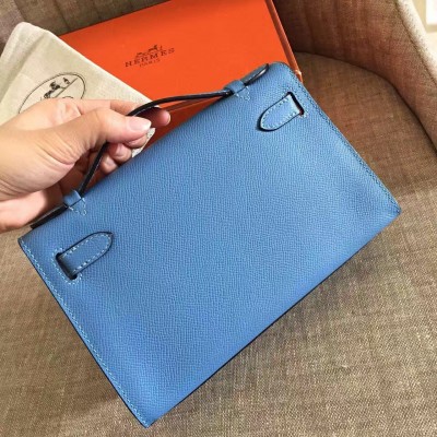 Hermes Blue Paradise Kelly Pochette Epsom Handmade Bag LDBS241840