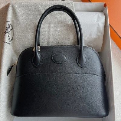 Hermes Bolide 1923 27 Handmade Bag in Black Swift Calfskin LDBS241856