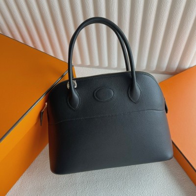 Hermes Bolide 1923 27 Handmade Bag in Black Swift Calfskin LDBS241856