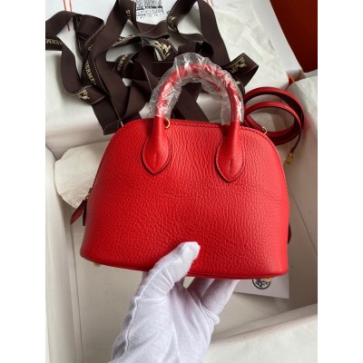 Hermes Bolide 1923 Mini Handmade Bag In Red Chevre Mysore Leather LDBS241863