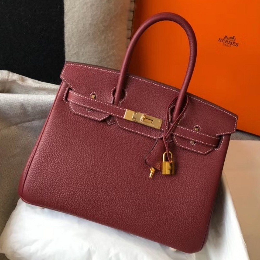 Hermes Bordeaux Clemence Birkin 30cm Bag LDBS241868