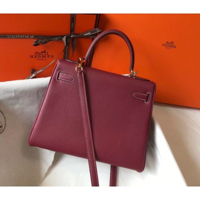 Hermes Bordeaux Clemence Kelly 28cm Bag LDBS241430