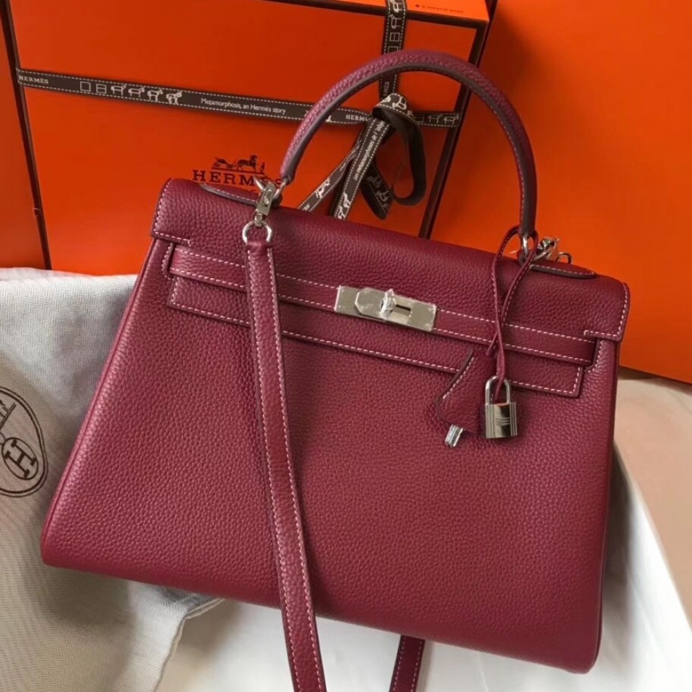 Hermes Bordeaux Clemence Kelly 32cm Retourne Bag LDBS241431