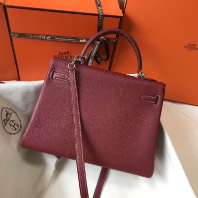 Hermes Bordeaux Clemence Kelly 32cm Retourne Bag LDBS241431