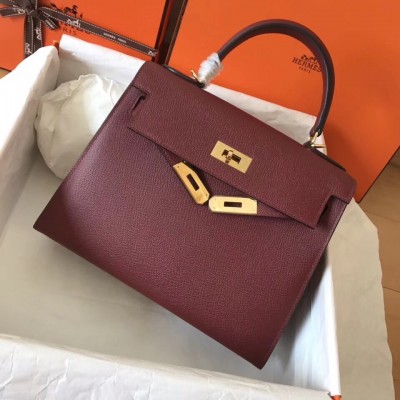 Hermes Bordeaux Epsom Kelly 28cm Handmade Bag LDBS241878