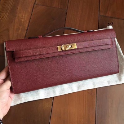 Hermes Bordeaux Epsom Kelly Cut Handmade Bag LDBS241880