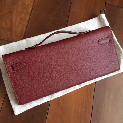 Hermes Bordeaux Epsom Kelly Cut Handmade Bag LDBS241880