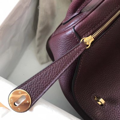 Hermes Bordeaux Lindy 26cm Clemence Handmade Bag LDBS241881