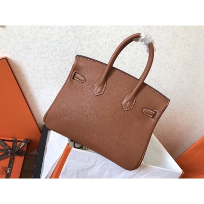 Hermes Brown Birkin 25cm Clemence Handmade Bag LDBS241884