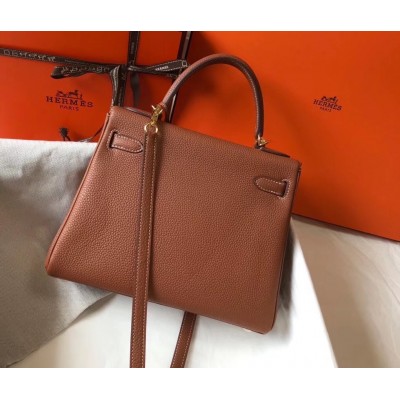 Hermes Brown Clemence Kelly 25cm GHW Bag LDBS241891